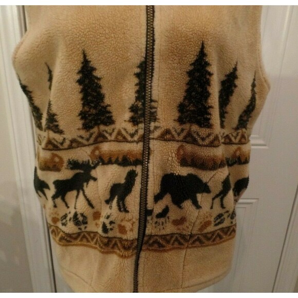 Anywear Womens Brown Fleece Full Zip Jacket Vest Made In Canada Size L - Picture 4 of 7